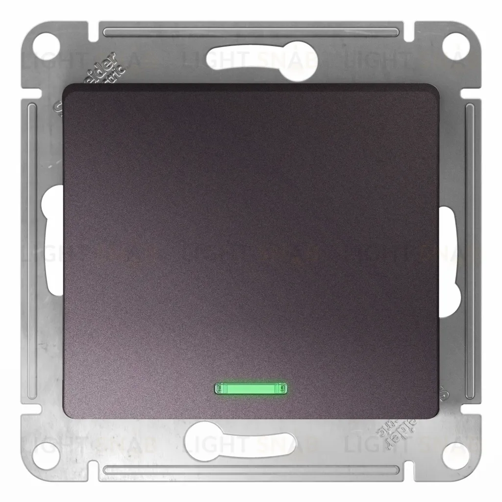 Переключатель одноклавишный с подсветкой Schneider Electric Glossa (вкл/выкл из 2-мест), сиреневый туман GSL001463 GSL001463