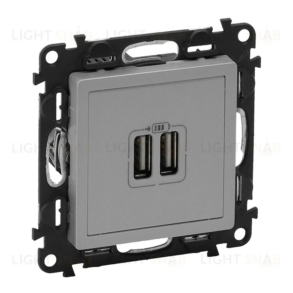 Розетка USB двойная Legrand Valena Life для зарядки 1500 мА, алюминий 753612 753612