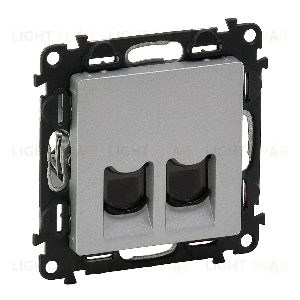 Розетка компьютерная двойная Legrand Valena Life 5 кат, RJ 45, UTP, алюминий 753041+755422 753041 + 755422