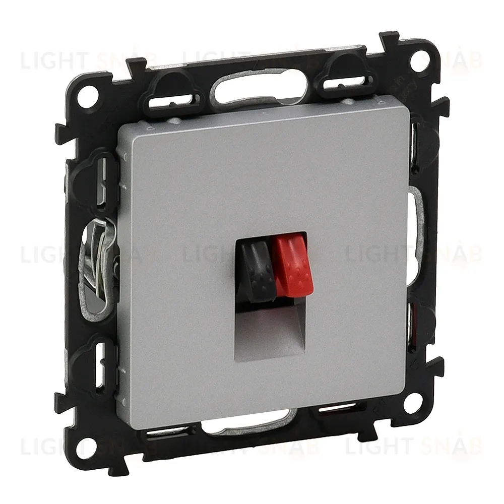 Розетка одинарная акустическая Legrand Valena Life с пружинными зажимами, алюминий 753072+755362 753072 + 755362