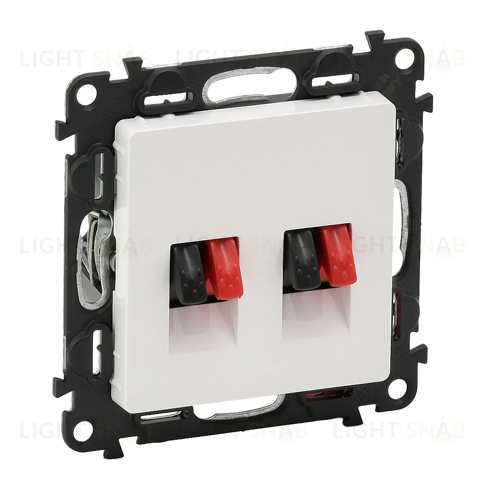 Розетка двойная акустическая Legrand Valena Life с пружинными зажимами, белый 753078+755370 753078 + 755370