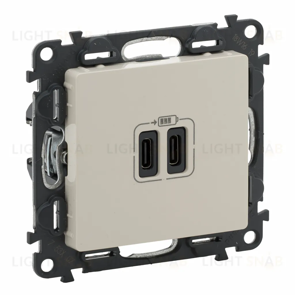 Розетка USB двойная для зарядки тип C+С 240В/5В 3000мА Legrand Valena Life, слоновая кость 753207 753207
