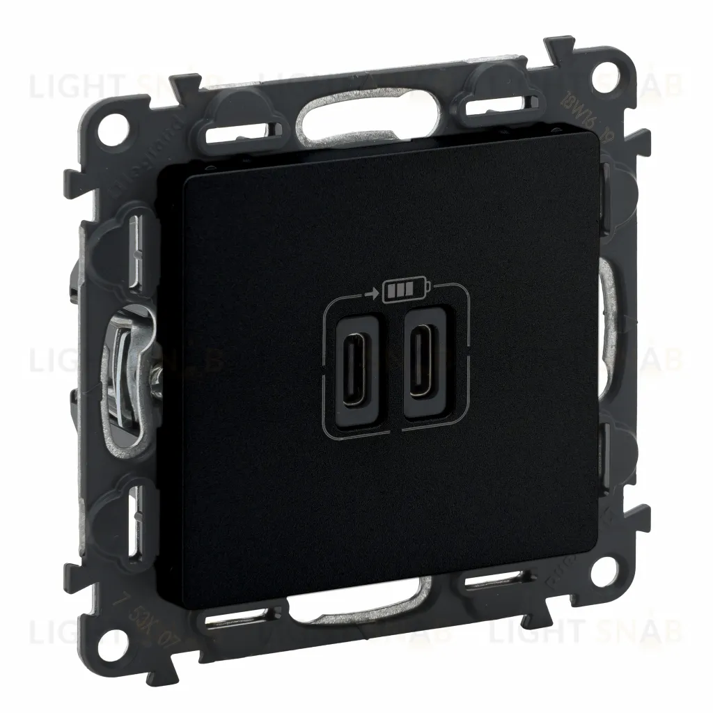 Розетка USB двойная для зарядки тип C+С 240В/5В 3000мА Legrand Valena Life, антрацит 756307 756307