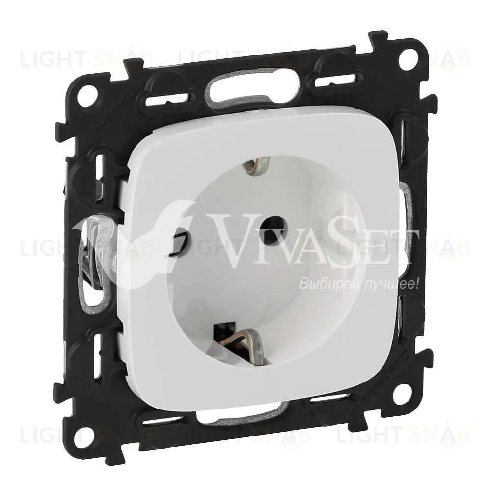 Розетка с заземлением Legrand Valena Allure 16A/250В, винтовой зажим, белый 753025+755205 753025 + 755205