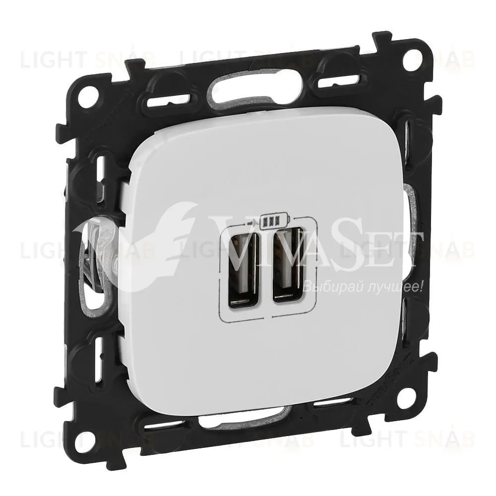 Розетка USB двойная для зарядки Legrand Valena Allure 1500 мА, белый 754995 754995