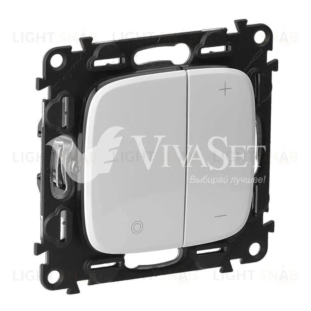 Кнопочный светорегулятор Legrand Valena Allure без нейтрали 5-400 Вт, белый 752062+752085 752062 + 752085