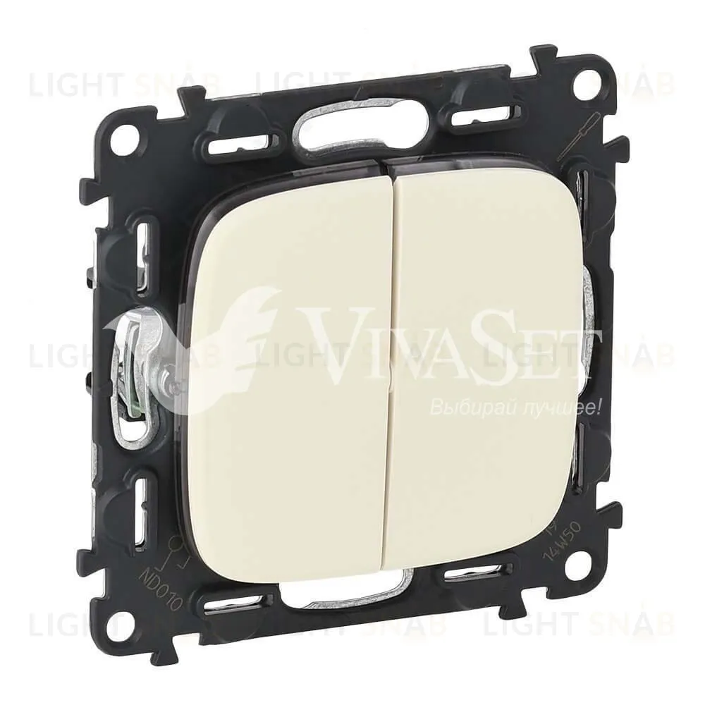 Переключатель двухклавишный на два направления с контурной подсветкой Legrand Valena Allure 10А/250В слоновая кость 752028+752057+752057+755026 752028 + 752057 + 755026