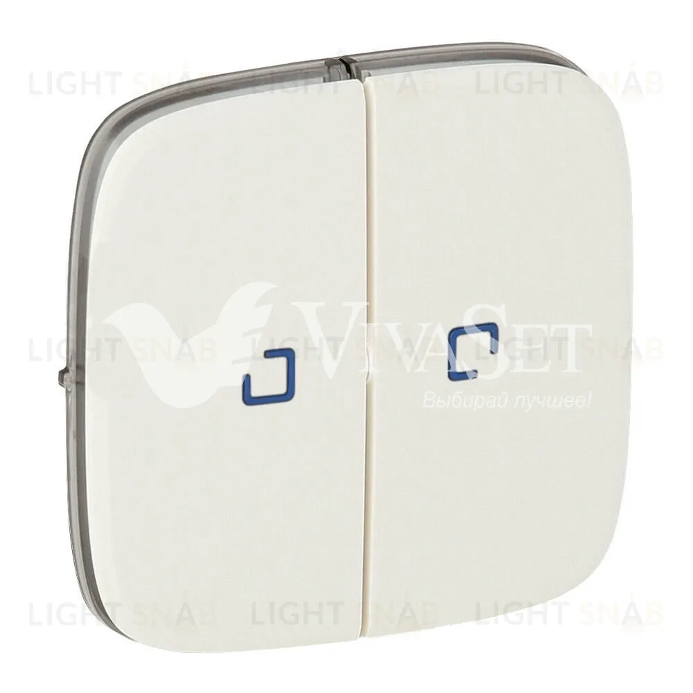 Выключатель двухклавишный с подсветкой Legrand Valena Allure 10А/250В перламутр 752005+67684+67684+755229 752005 + 67684 + 755229