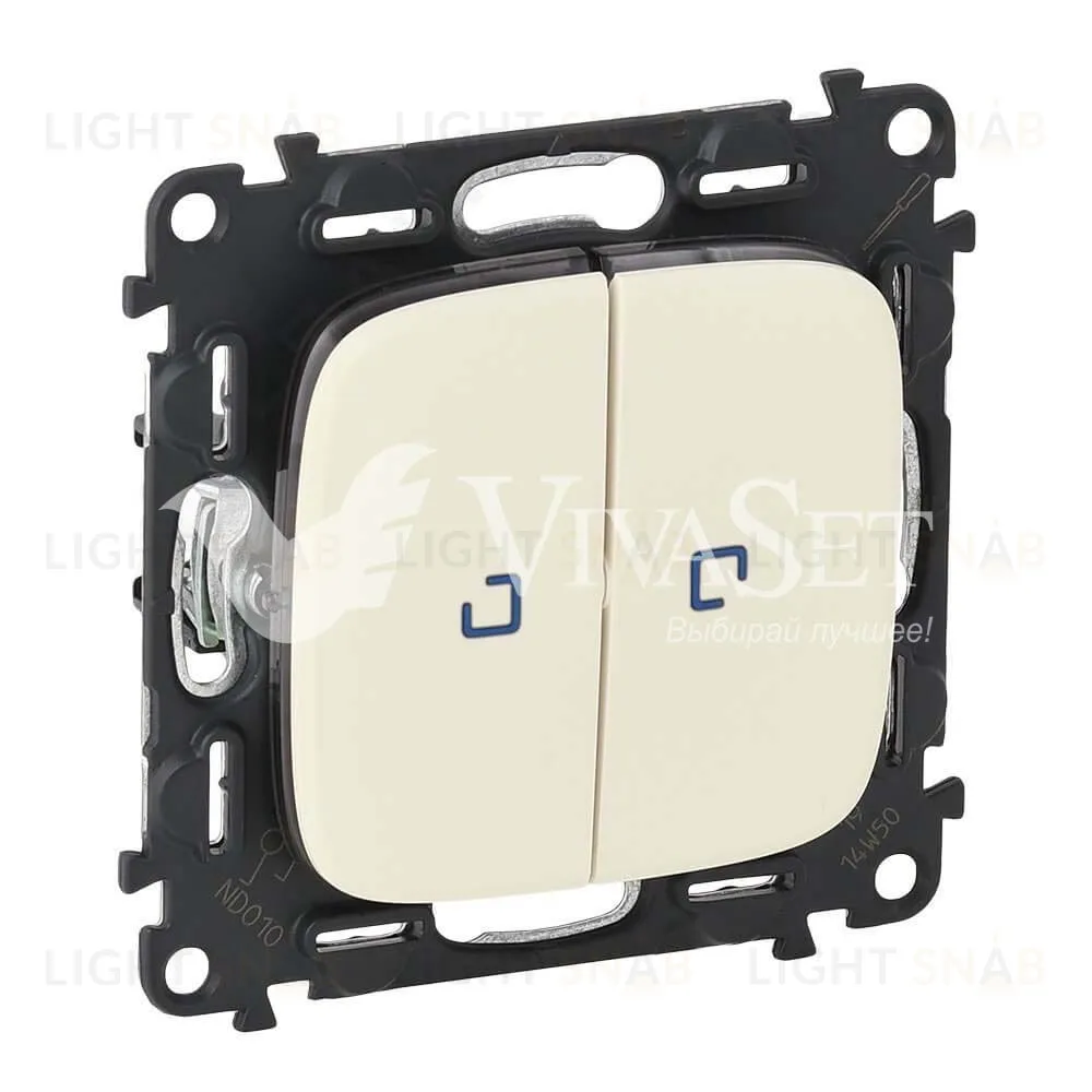 Переключатель двухклавишный на два направления с подсветкой Legrand Valena Allure 10А/250В слоновая кость 752028+67686+67686+755226 752028 + 67686 + 755226