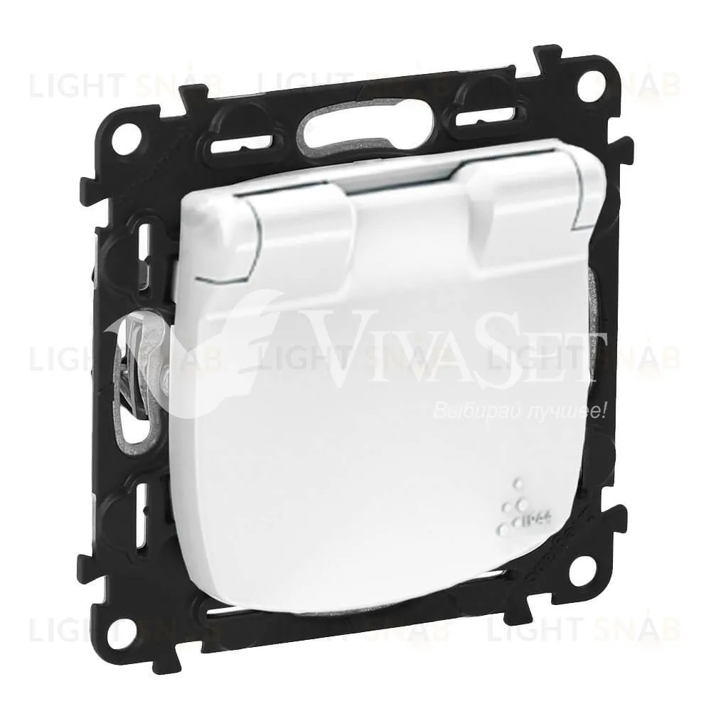 Розетка с заземлением и крышкой Legrand Valena Allure 16A/250В, винтовой зажим, белый 753025+754845 753025 + 754845