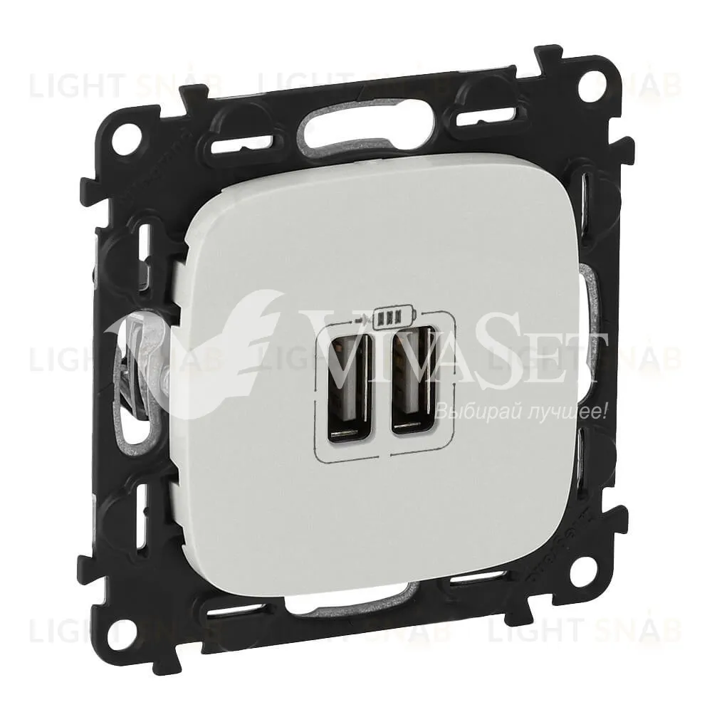 Розетка USB двойная для зарядки Legrand Valena Allure 1500 мА, перламутр 754999 754999