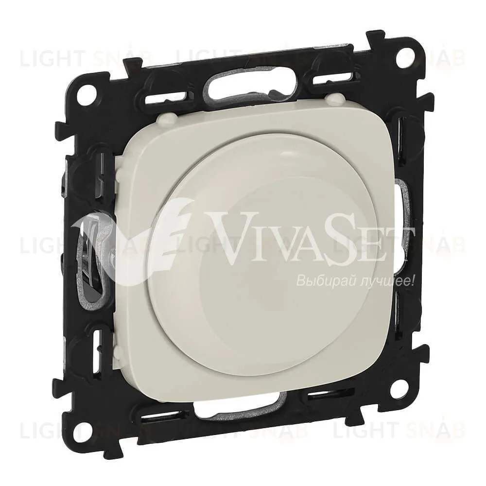 Светорегулятор с поворотной ручкой Legrand Valena Allure без нейтрали 5-300 Вт, слоновая кость 752060+752046 752060 + 752046