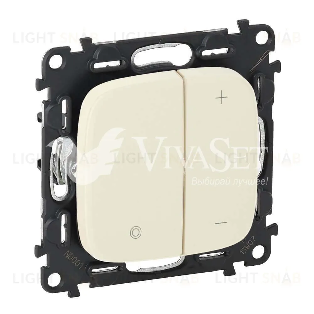 Кнопочный светорегулятор Legrand Valena Allure без нейтрали 5-400 Вт, слоновая кость 752062+752086 752062 + 752086