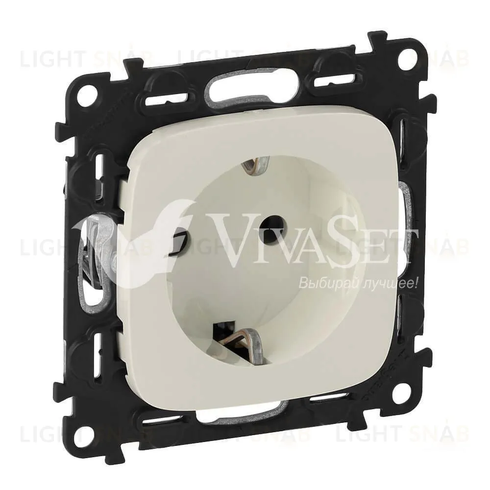 Розетка с заземлением Legrand Valena Allure 16A/250В, винтовой зажим, слоновая кость 753025+755206 753025 + 755206