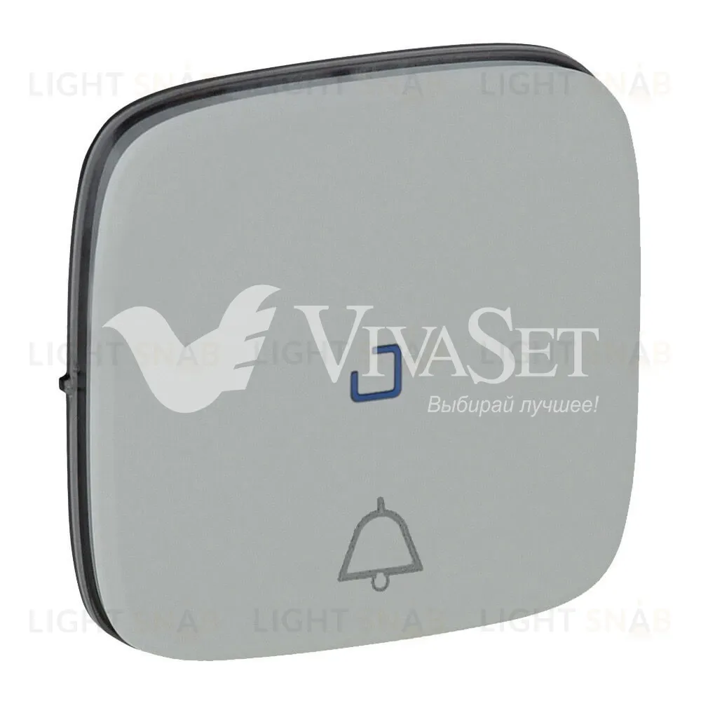 Кнопочный выключатель с символом звонок c подсветкой Legrand Valena Allure 6А/250В алюминий 752011+67686+755092 752011 + 67686 + 755092