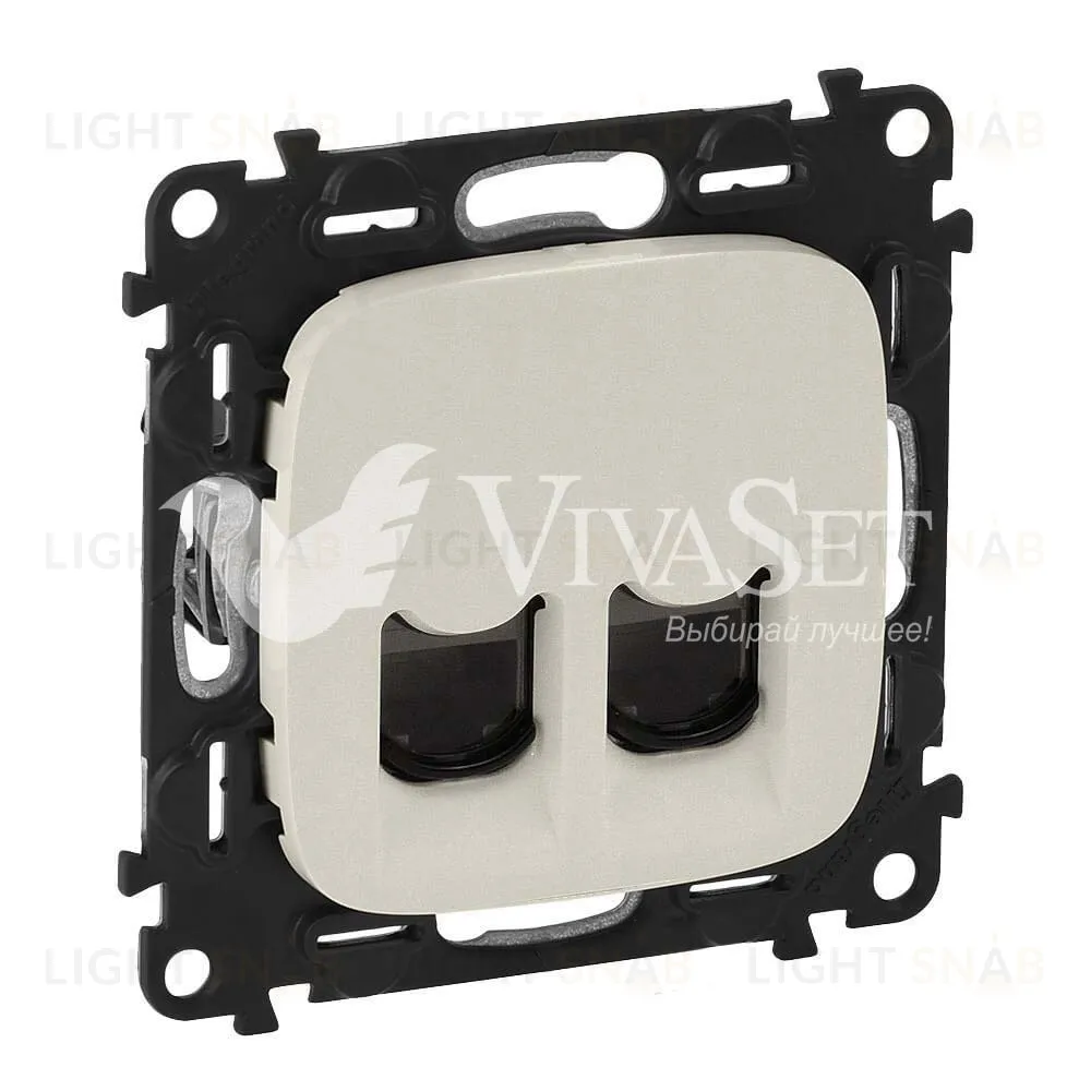 Розетка телефонная двойная Legrand Valena Allure RJ11, слоновая кость 753039+755426 753039 + 755426