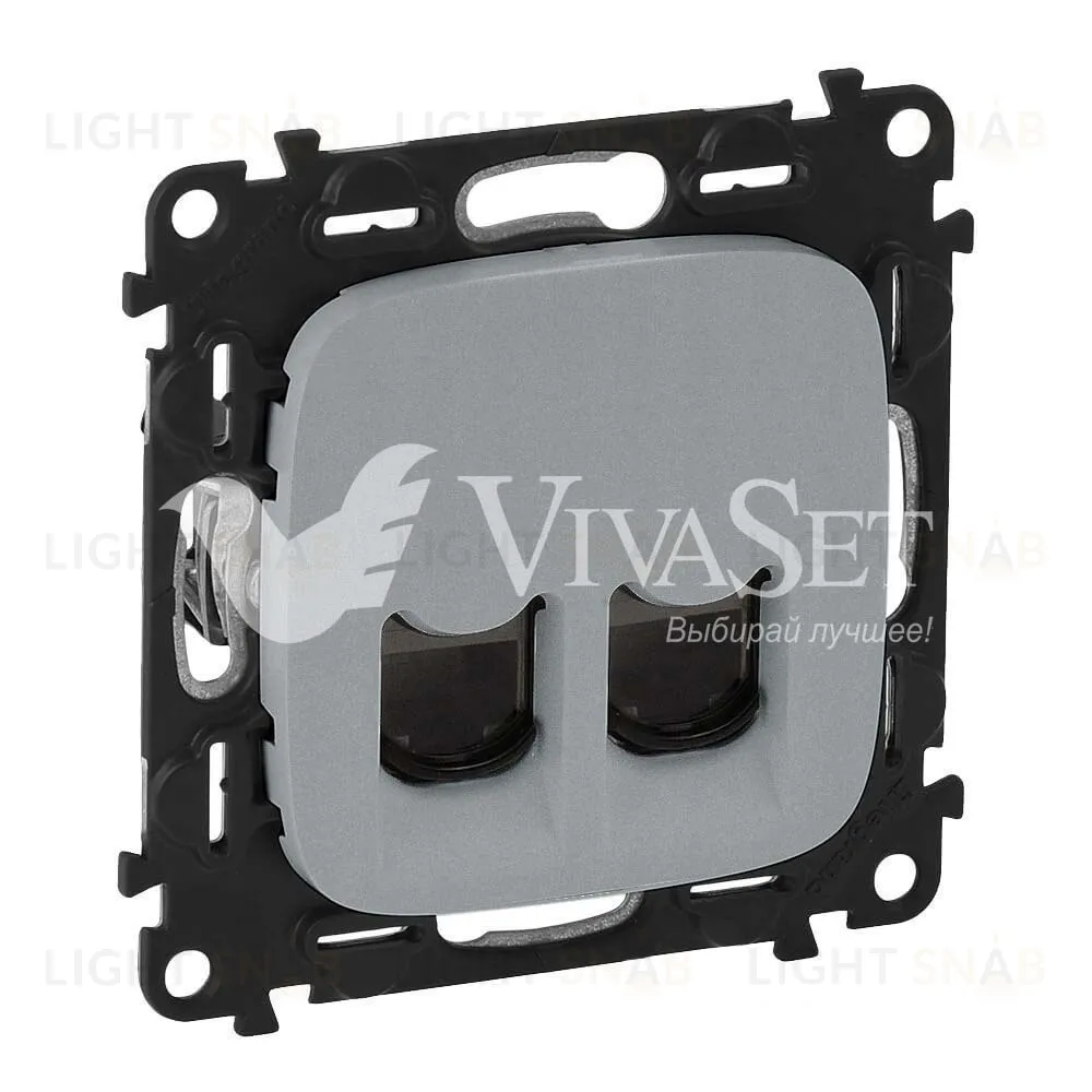 Розетка компьютерная двойная Legrand Valena Allure 5 кат, RJ 45, UTP, алюминий 753041+755427 753041 + 755427