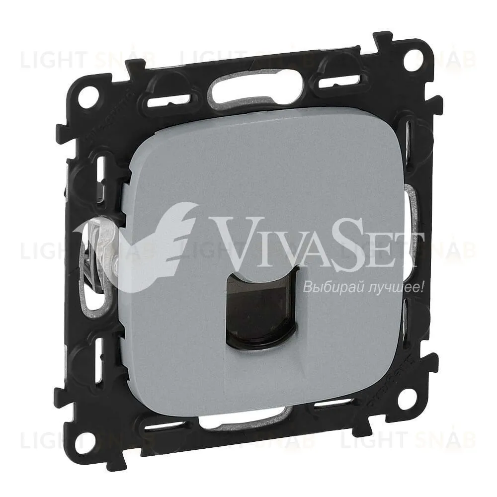 Розетка компьютерная одинарная Legrand Valena Allure 5 кат, RJ 45, UTP, алюминий 753070+755417 753070 + 755417