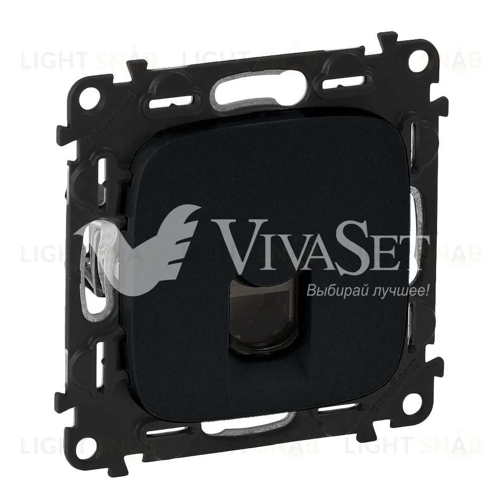 Розетка компьютерная одинарная Legrand Valena Allure 6 кат, RJ 45, UTP, матовый черный 753042+755418 753042 + 755418