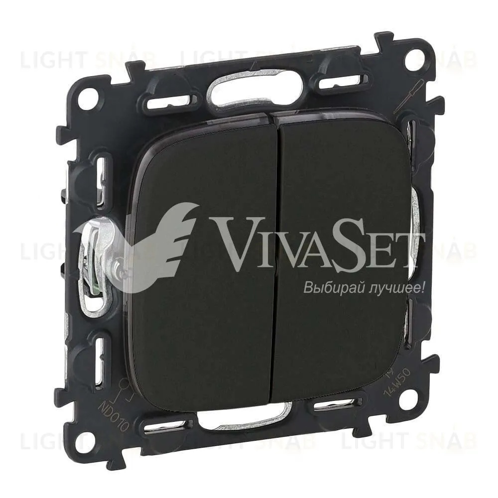 Переключатель двухклавишный на два направления с контурной подсветкой Legrand Valena Allure 10А/250В матовый черный 752028+752057+752057+755028 752028 + 752057 + 755028