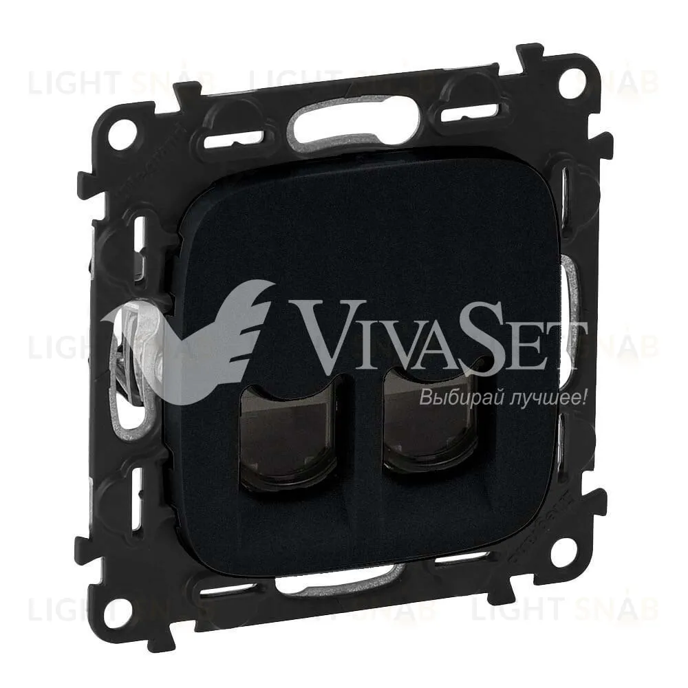 Розетка компьютерная двойная Legrand Valena Allure 6 кат, RJ 45, UTP, матовый черный 753043+755428 753043 + 755428