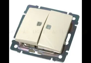 Выключатель двухклавишный проходной с подсветкой Legrand Valena (с 2-х мест) 10А/250В кремовый глянцевый 774112 774112