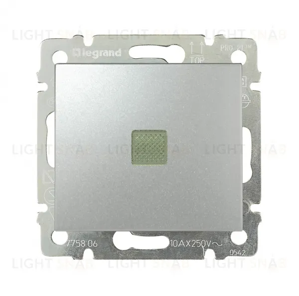 Выключатель одноклавишный с подсветкой Legrand Valena, 10А/250В, алюминий 770110 770110