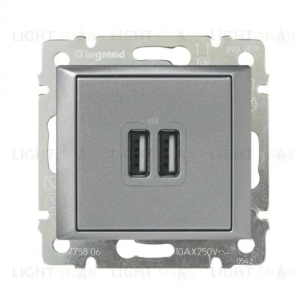 Розетка USB двойная Legrand Valena, алюминий 770270 770270