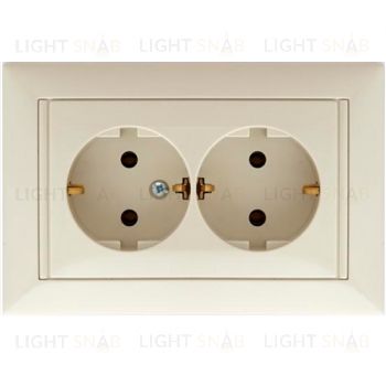 Розетка двойная (моноблок) с заземлениемLegrand Valena 16А/250В , кремовый глянцевый 774370 774370