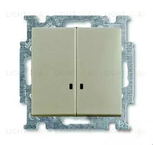 Выключатель двухклавишный с подсветкой ABB Basic 55, шампань 2CKA001012A2168 2CKA001012A2168