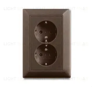 Моноблок из двух розеток с заземлением с безвинтовыми зажимами ABB Basic 55, шато-черный 2CKA002014A1477 2CKA002014A1477