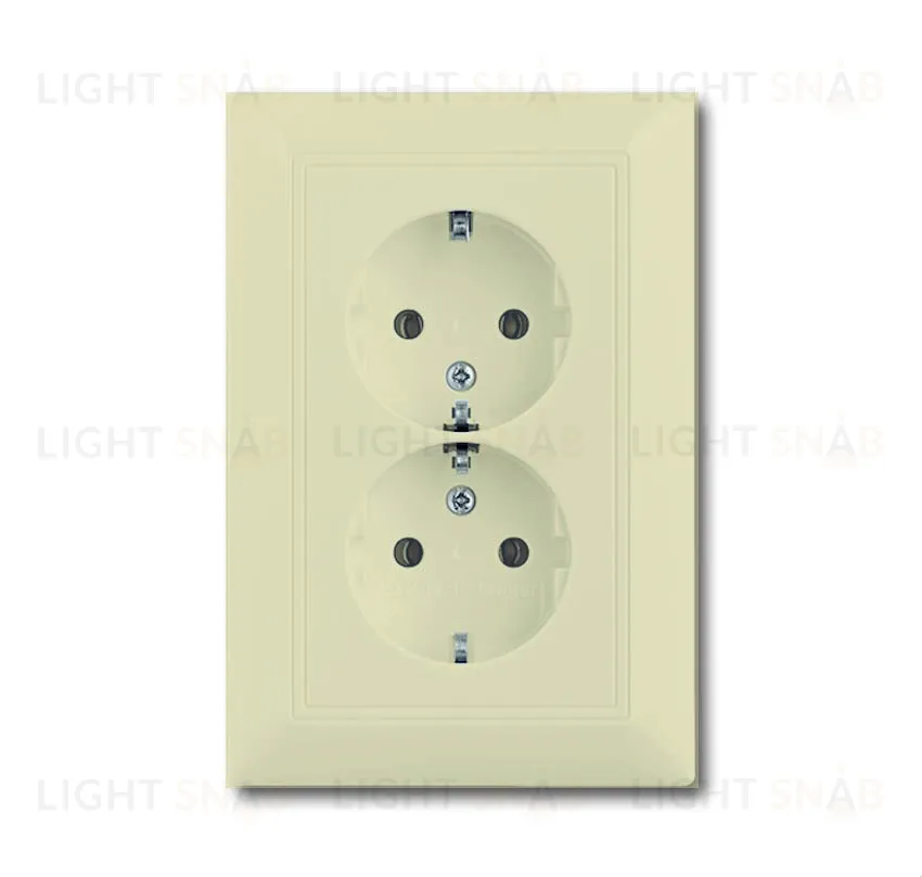 Моноблок из двух розеток с заземлением со шторками с безвинтовыми зажимами ABB Basic 55 (слоновая кость) 2CKA002021A0379 2CKA002021A0379