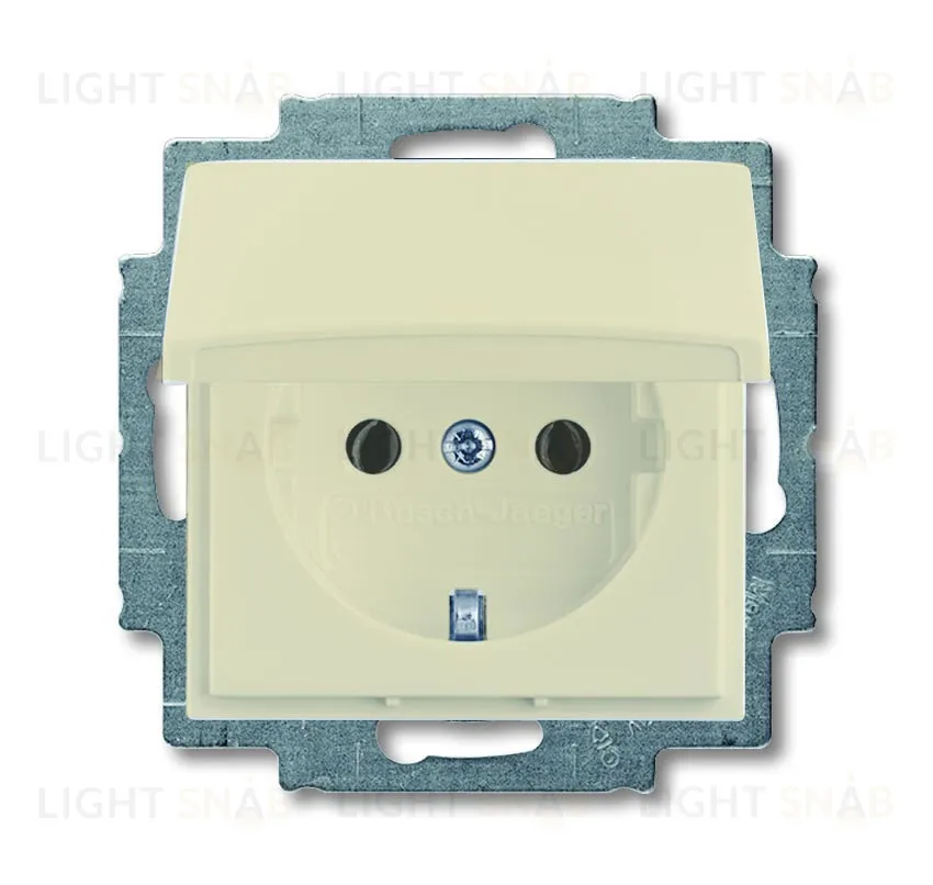 Розетка с заземлением с крышкой с безвинтовыми зажимами ABB Basic 55, слоновая кость 2CKA002018A0351 2CKA002018A0351