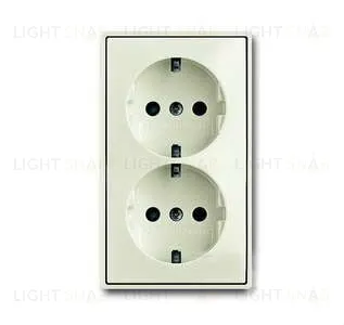 Моноблок из двух розеток с заземлением с безвинтовыми зажимами ABB Basic 55, шале-белый 2CKA002014A1478 2CKA002014A1478