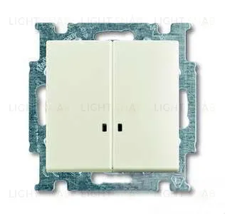 Выключатель двухклавишный с подсветкой ABB Basic 55, шале-белый 2CKA001012A2188 2CKA001012A2188