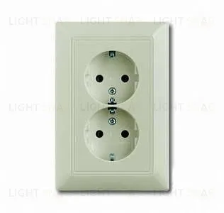 Моноблок из двух розеток с заземлением с безвинтовыми зажимами ABB Basic 55, шампань 2CKA002014A1476 2CKA002014A1476
