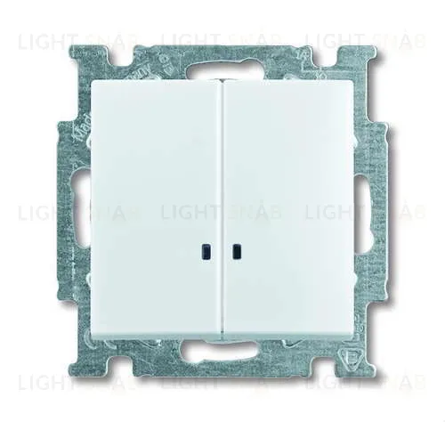 Выключатель двухклавишный с подсветкой ABB Basic 55, белый 2CKA001012A2154 2CKA001012A2154
