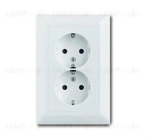Моноблок из двух розеток с заземлением с безвинтовыми зажимами ABB Basic 55, белый 2CKA002014A1462 2CKA002014A1462