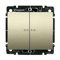 Выключатель двухклавишный с подсветкой Legrand Galea Life 10А/250В 775825+771479 775825 + 771479
