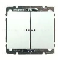 Выключатель двухклавишный с подсветкой Legrand Galea Life 10А/250В 775825+771079 775825 + 771079