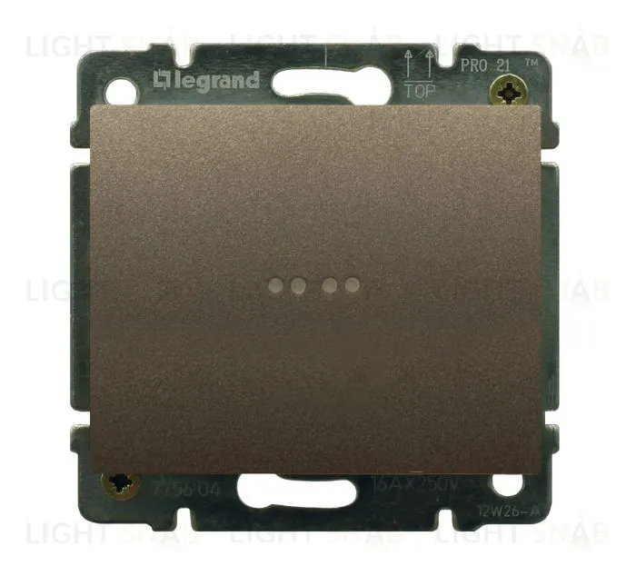 Выключатель одноклавишный перекрестный с подсветкой Legrand Galea Life (с 3-х мест) 10А/250В (темная бронза) 771234+775827 771234 + 775827