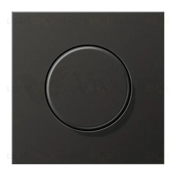 Светорегулятор JUNG универсальный поворотно-нажимной LED 3-100Вт., 20-420Вт ламп накал. и галог., антрацит металл 1731DD+AL1740AN 1731DD + AL1740AN