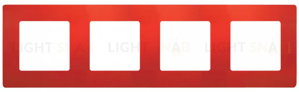 Четырехместная рамка Legrand Etika красная 672534 672534