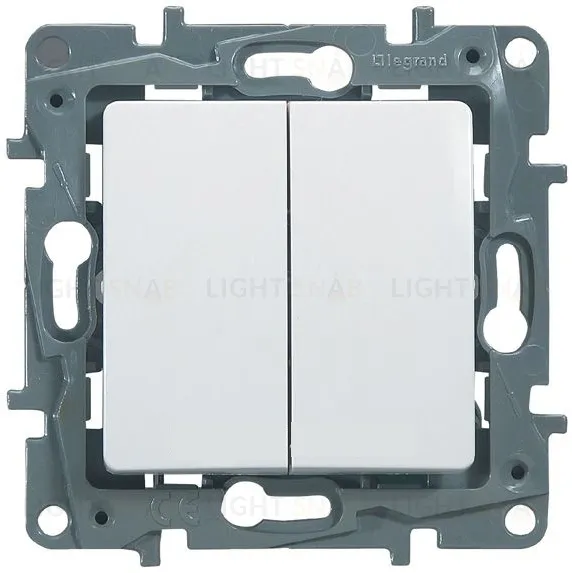 Выключатель двухклавишный с контурной подсветкой на винтах Legran Etika 10A (белый) 672204 672204