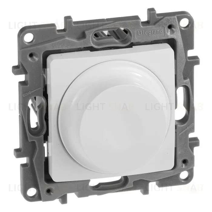 Светорегулятор с поворотной ручкой без нейтрали 5-300Вт, LED 5-75Вт, Legrand Etika белый 672219 672219
