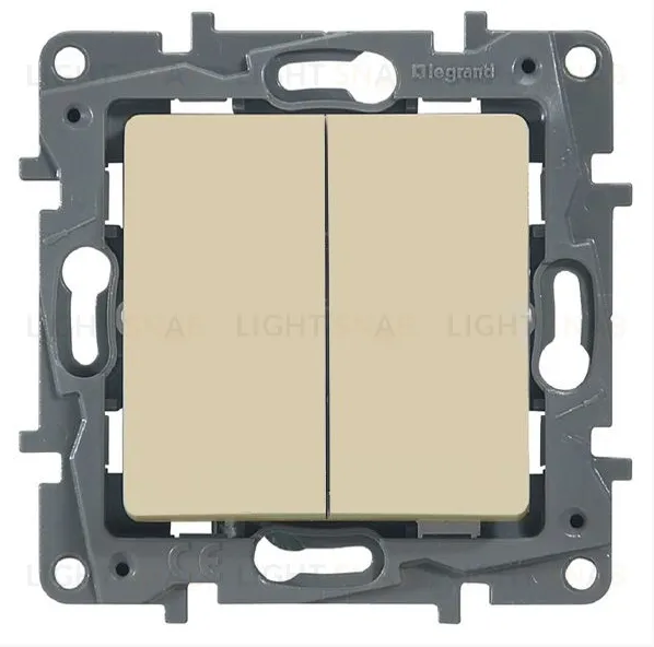 Выключатель двухклавишный на винтах Legran Etika 10A (слоновая кость) 672302 672302