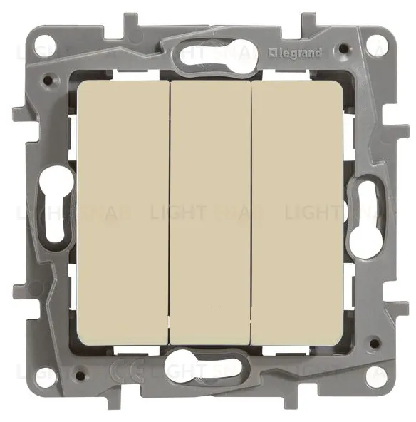 Выключатель трехклавишный на винтах Legran Etika Plus 10A (слоновая кость) 672313 672313