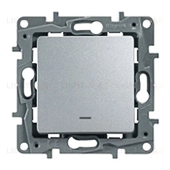 Выключатель одноклавишный с подсветкой на винтах Legran Etika 10A (алюминий) 672403 672403
