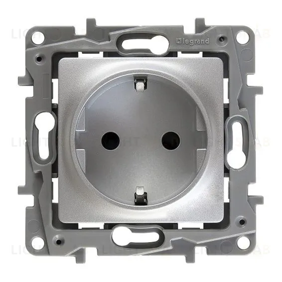 Розетка электрическая Legrand Etika с заземлением, винтовые клеммы 16А/250В (алюминий) 672421 672421