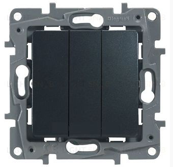 Выключатель трехклавишный на винтах Legran Etika Plus 10A (антрацит) 672613 672613